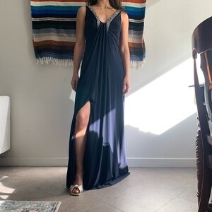 Navy Blue Aidan Mattox Evening Gown